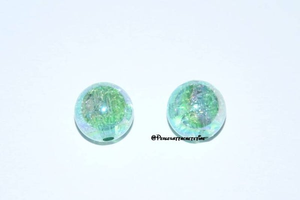 10 perles acrylique vert foncé 12mm