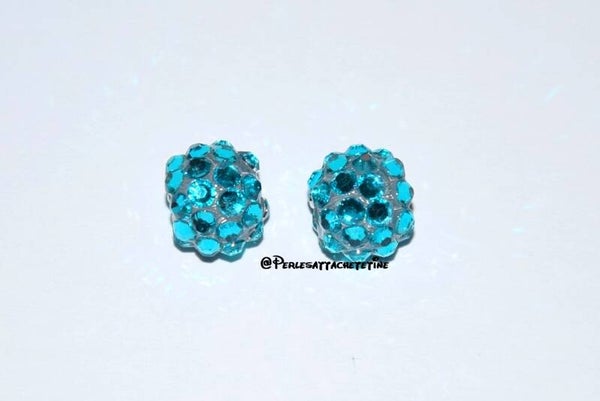 10 perles strass turquoise foncé 12mm