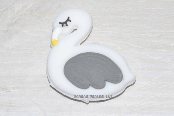 Flamant rose silicone blanc/gris