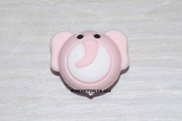 Tête éléphant silicone rose clair