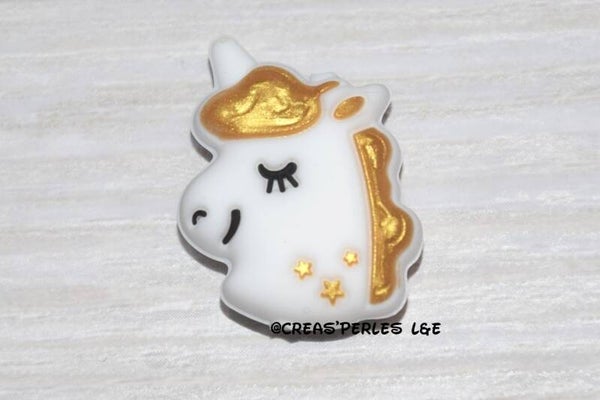 Tête de licorne silicone blanc/doré