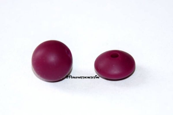 Perles silicone 12mm rouge vin