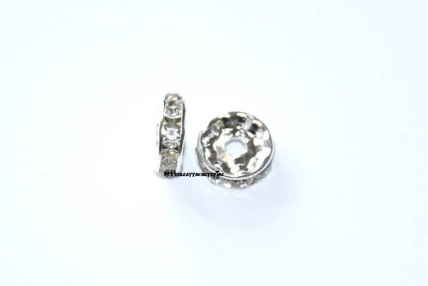 10 perles lentille strass blanc 10mm