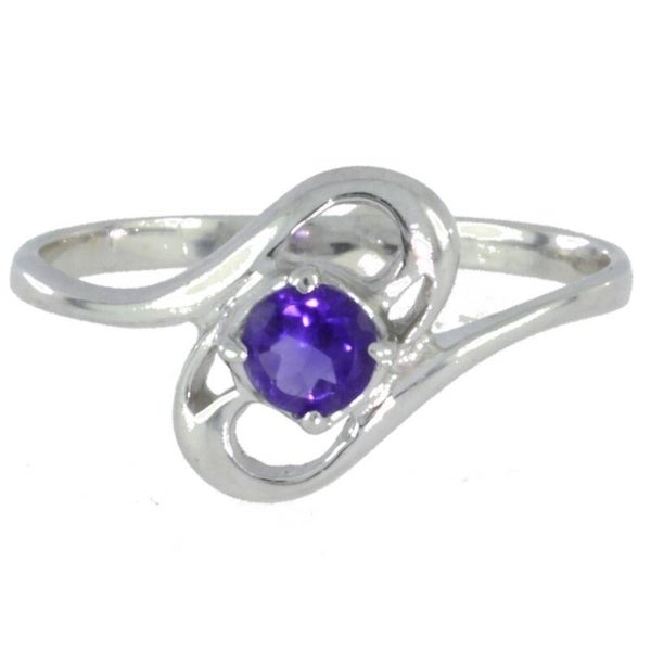Bague en améthyste véritable argent 925/1000 rhodié M12 T52
