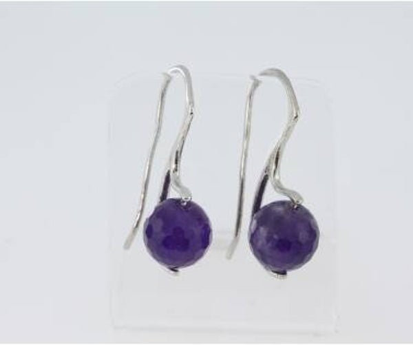Boucles d'oreilles améthyste en argent 925/1000 rhodié 3004