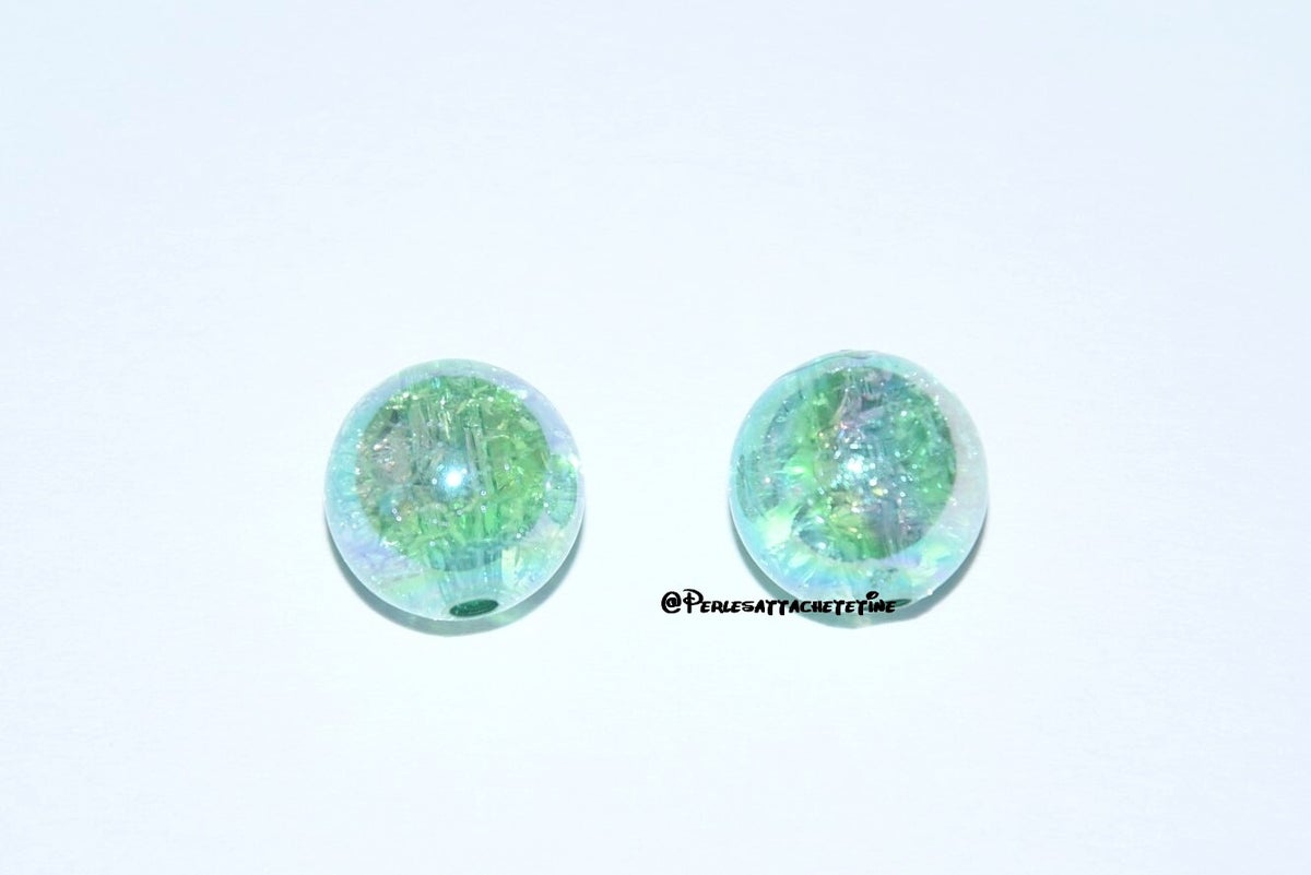 Lot De 10 Perles Acrylique Rondes Vertes - 12x12 Mm - Pour Bijoux DIY - Neuf Sans Emballage