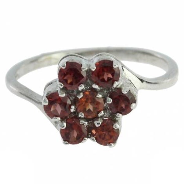 Bague en grenat argent 925/1000 rhodié M21 T51