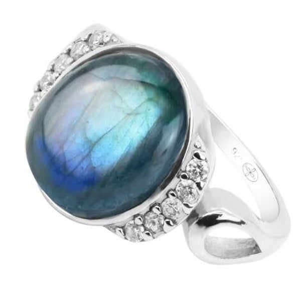 Bague en labradorite argent 925/1000 rhodié 4611 T51