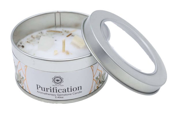 Bougie Green Tree 'Purification' Sélénite + Sauge blanche 70g