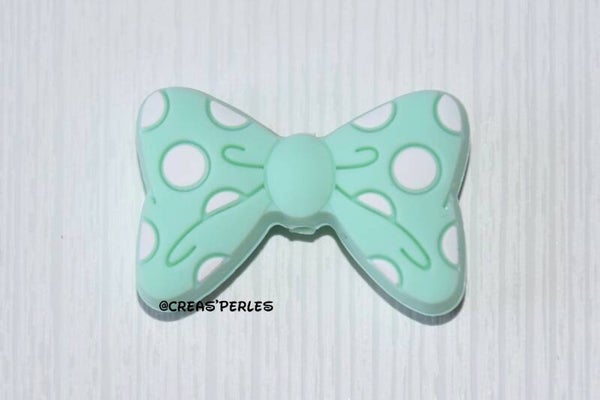 Noeud papillon pois menthe silicone