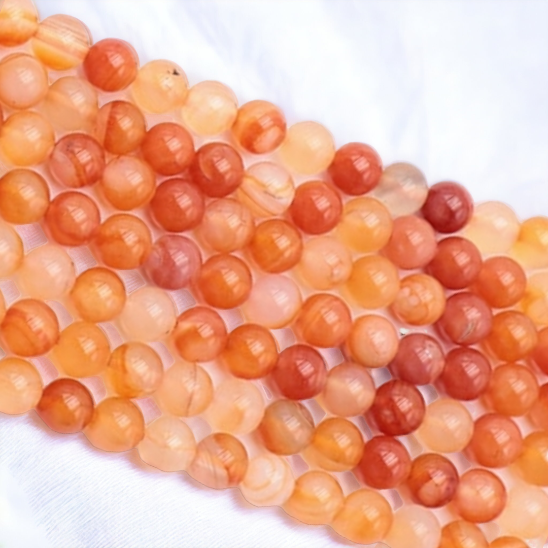 Collier Long En Perles De Cornaline Naturelle Multicolore - 78 Cm, Bel état D'occasion