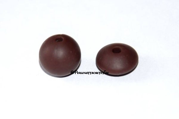 Perles silicone 12mm marron foncé