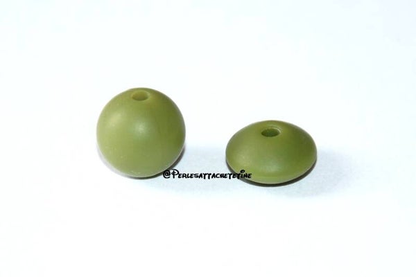Perles silicone 12mm kaki