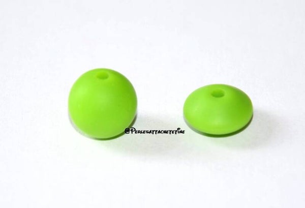 Perles silicone 12mm vert pomme
