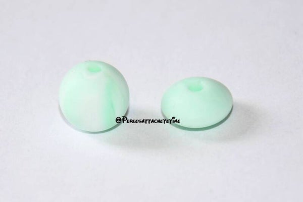 Perles silicone 12mm marbré menthe