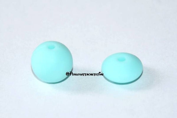 Perles silicone 12mm bleu lagon