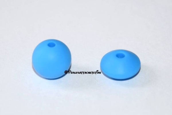Perles silicone 12mm bleu azur