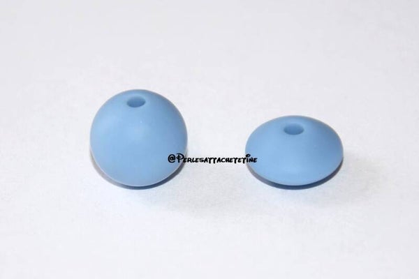 Perles silicone 12mm bleu moyen