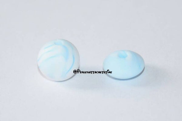 Perles silicone 12mm marbré bleu