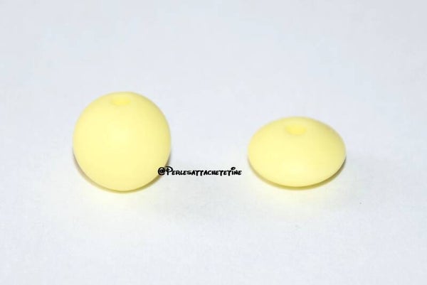 Perles silicone 12mm jaune clair