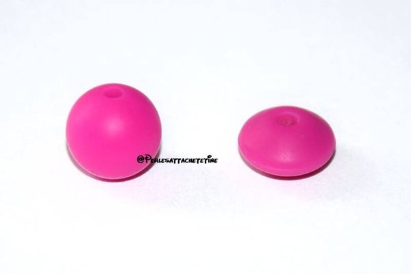 Perles silicone 12mm rose fuchsia