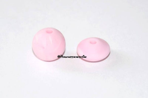 Perles silicone 12mm rose clair marbré