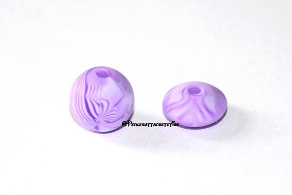 Perles silicone 12mm violet marbré