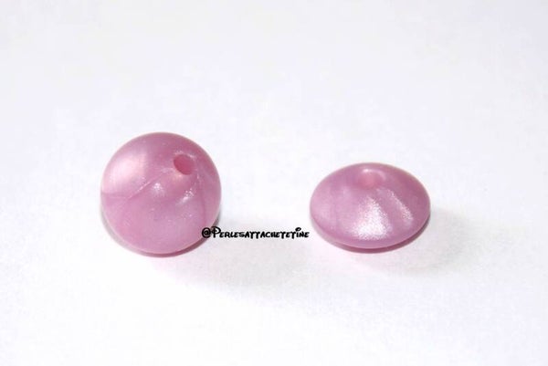 Perles silicone 12mm violet nacré