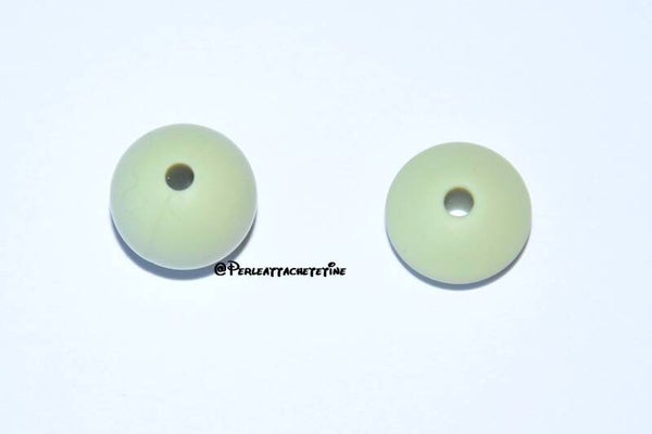 Perles silicone 12mm vert pale