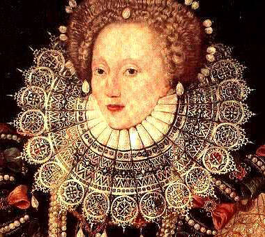 Detail from the Armada Portrait of Queen Elizabeth I showing elaborate ruff edged with fine needle lace