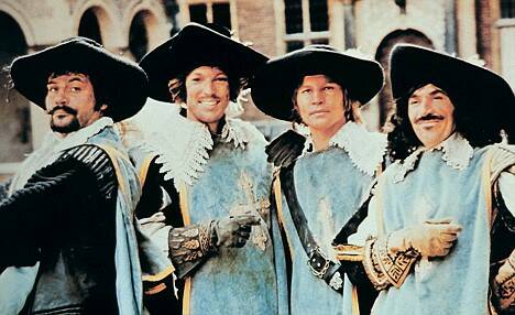 Oliver Reed, Richard Chamberlain, Michael York and Frank Finlay as the Four Musketeers