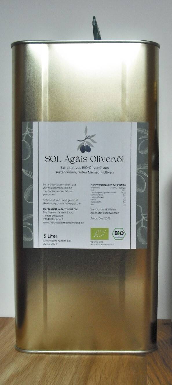 SOL Ägäis Olivenöl - 5- Liter-Kanister + 0,75-Liter-Flasche