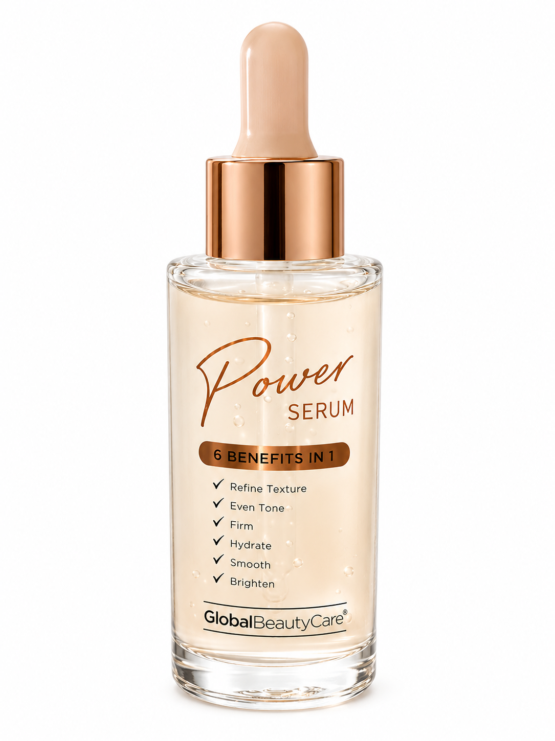 Global Beauty Care Power Serum 6-in-1 Benefits Hyaluronic Niacinamide