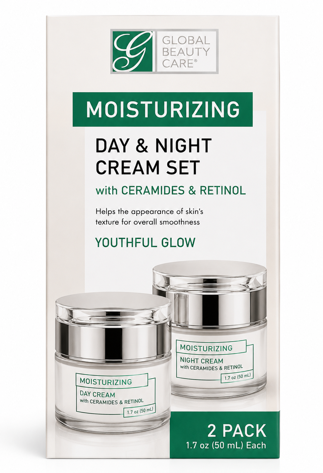 Moisturizing Day & Night Cream Set With Ceramides & Retinol