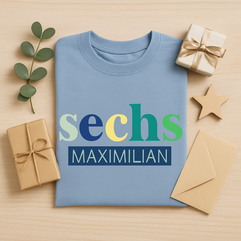 Geburtstagsshirt Zahl und Name| bunt | Longsleeve | mit Geburtstagszahl | Namen | Geburtstag |