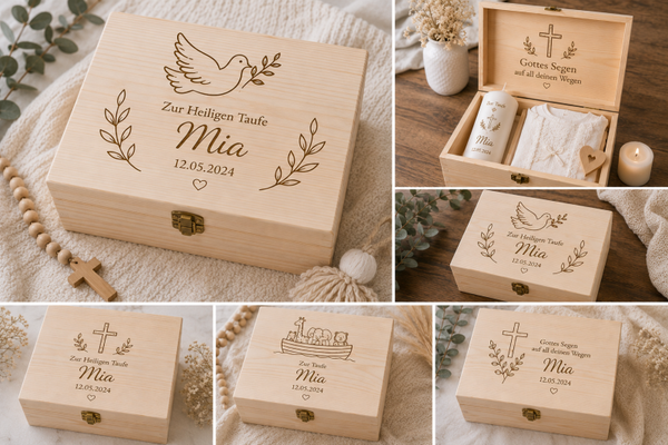Personalisierte Erinnerungskiste zur Taufe - Taufgeschenk