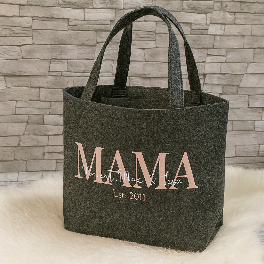 Personaliserte  Filztasche – MAMA/OMA mit Namen &  Jahr – Geschenk – Filz Shopper – Muttertagsgeschenk – personalisierte Tasche