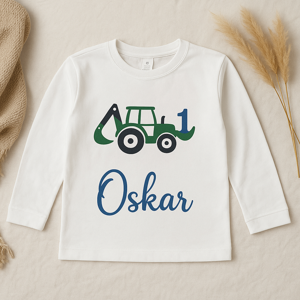 Geburtstagsshirt Bagger | Langarm Shirt | mit Geburtstagszahl | Namen |