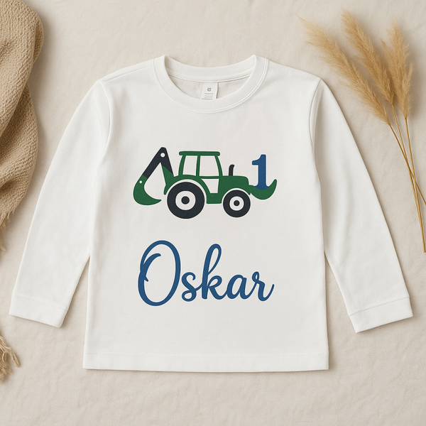 Geburtstagsshirt Bagger | Langarm Shirt | mit Geburtstagszahl | Namen |