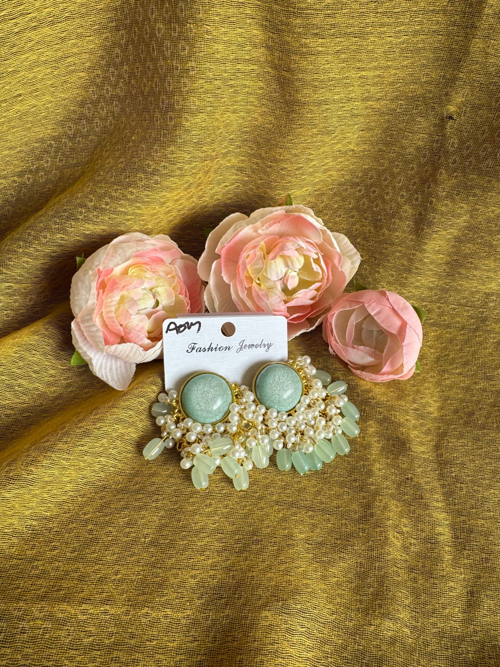 Mint Green stone jhumka