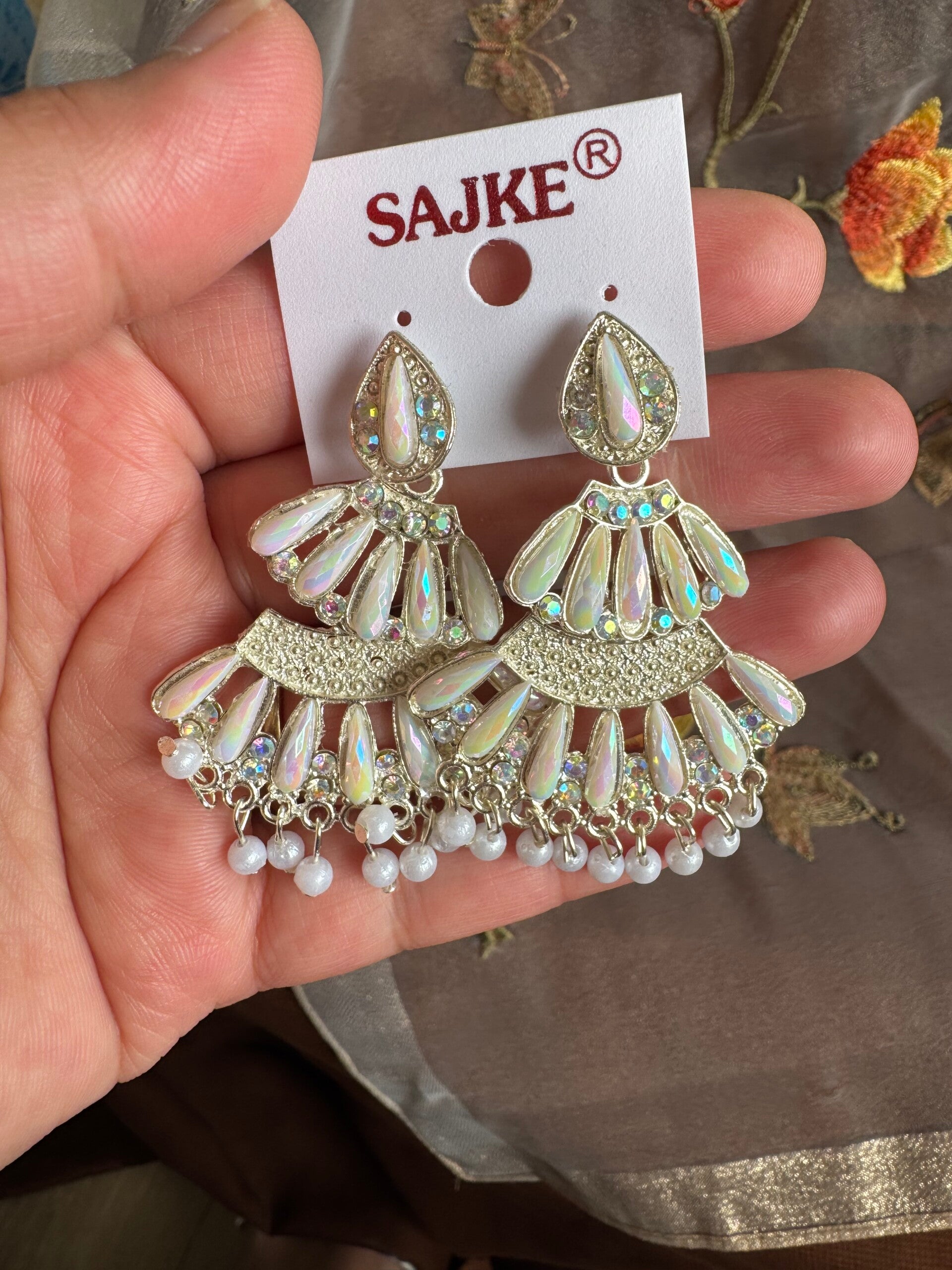 White stone Jhumka