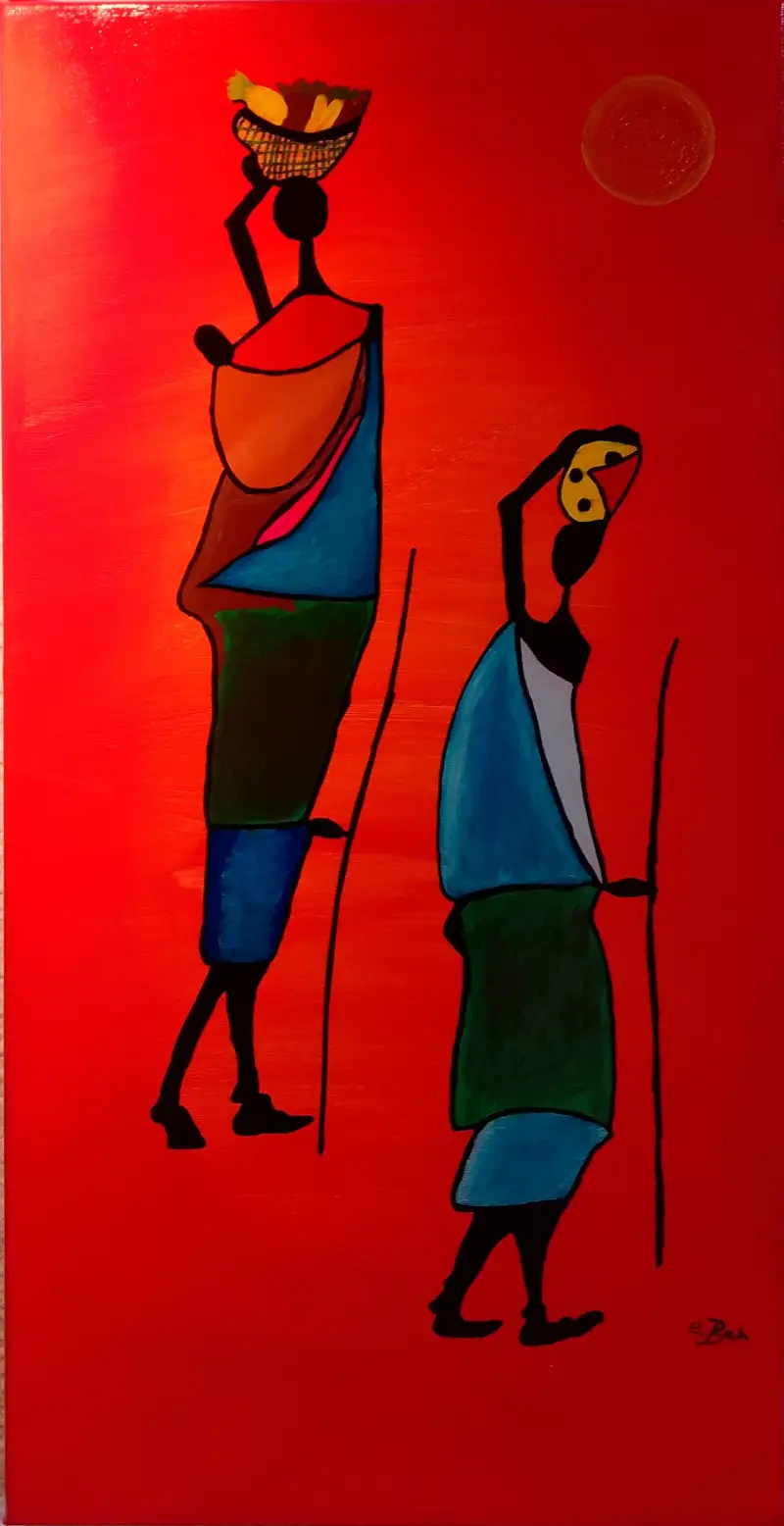 Title: African Fruit Sellers ( 40 x 80 ) - Price: 9.800D / 110€ / 96£ / 135$