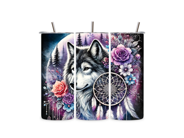 Edelstahl Thermobecher/Tumbler Wolf Traumfänger