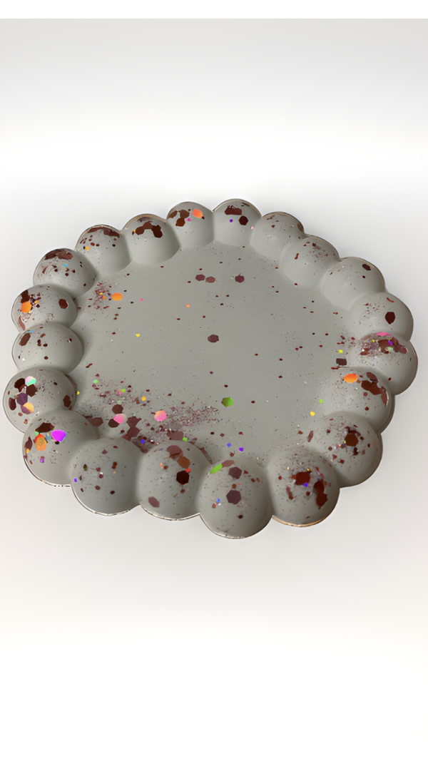 Bubbel Untersetzer / Blasenplatte Fünfeck aus Keramikgießmasse