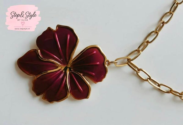 Ketting bordeaux bloem