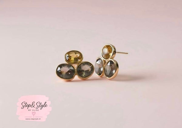 Beige oorbellen bergkristal