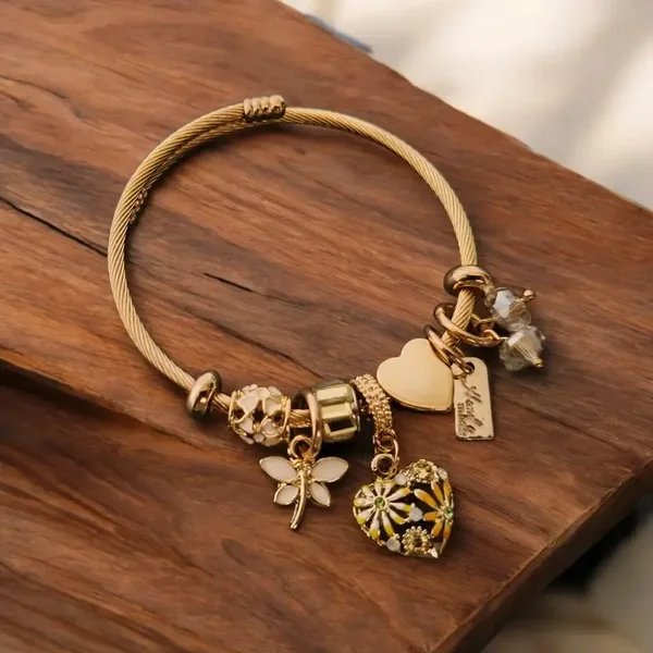 Luxe bedelarmband zacht geel