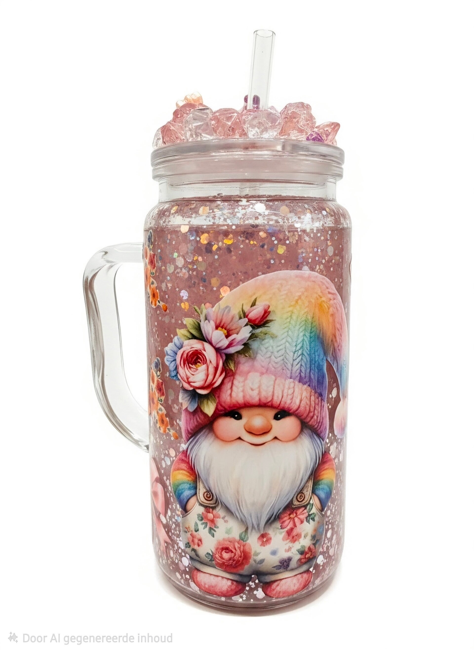 Glitter Drinkbeker Medium met handvat – Bewerkte Deksel – Ready to Use