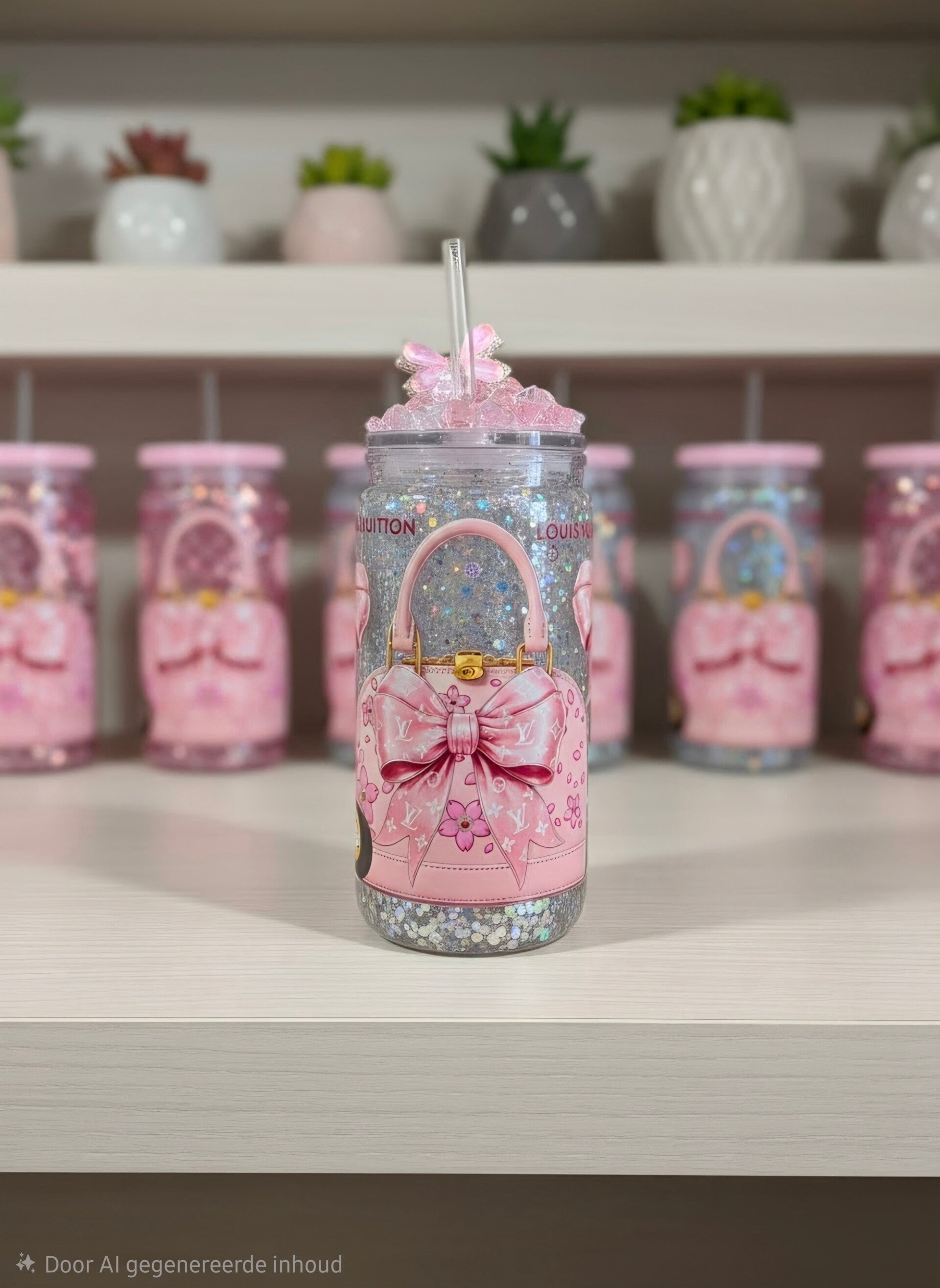 Glitter Drinkbeker Medium – Bewerkte Deksel – Ready to Use