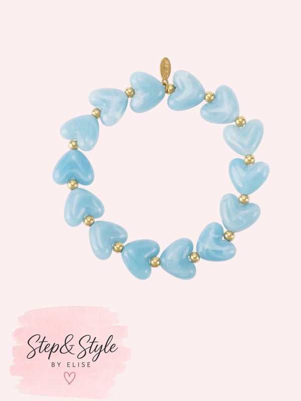 Hartjes Kralenarmband Baby Blauw